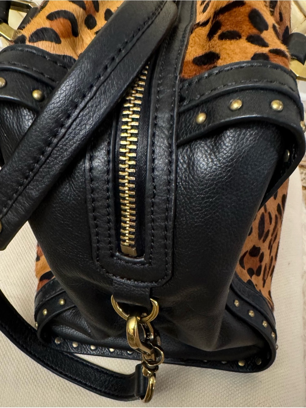 orYANY Leopard Print Satchel with Black Trim with dust bag - Picture 3 of 7